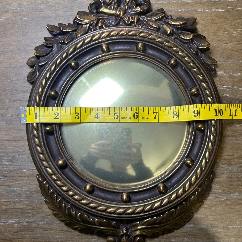 Antique Armor Bronze Federal American Eagle Bulls Eye Convex Mirror. 3.82 1bs